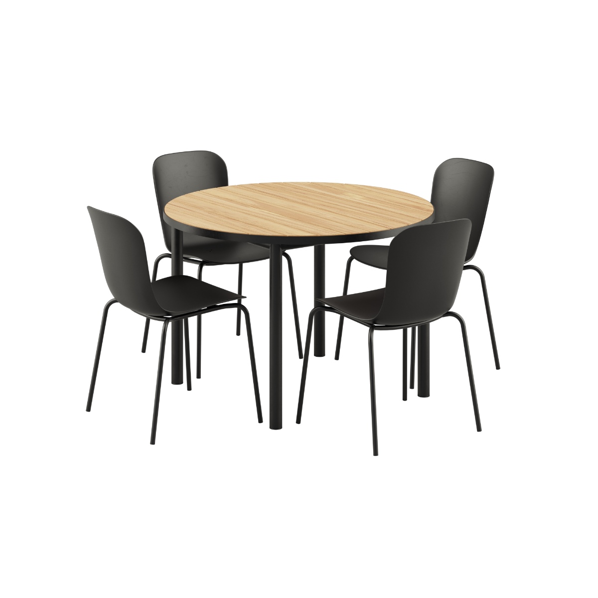 Kirra Dining Table Ø110 Noir & 4 Patio Chair No. One