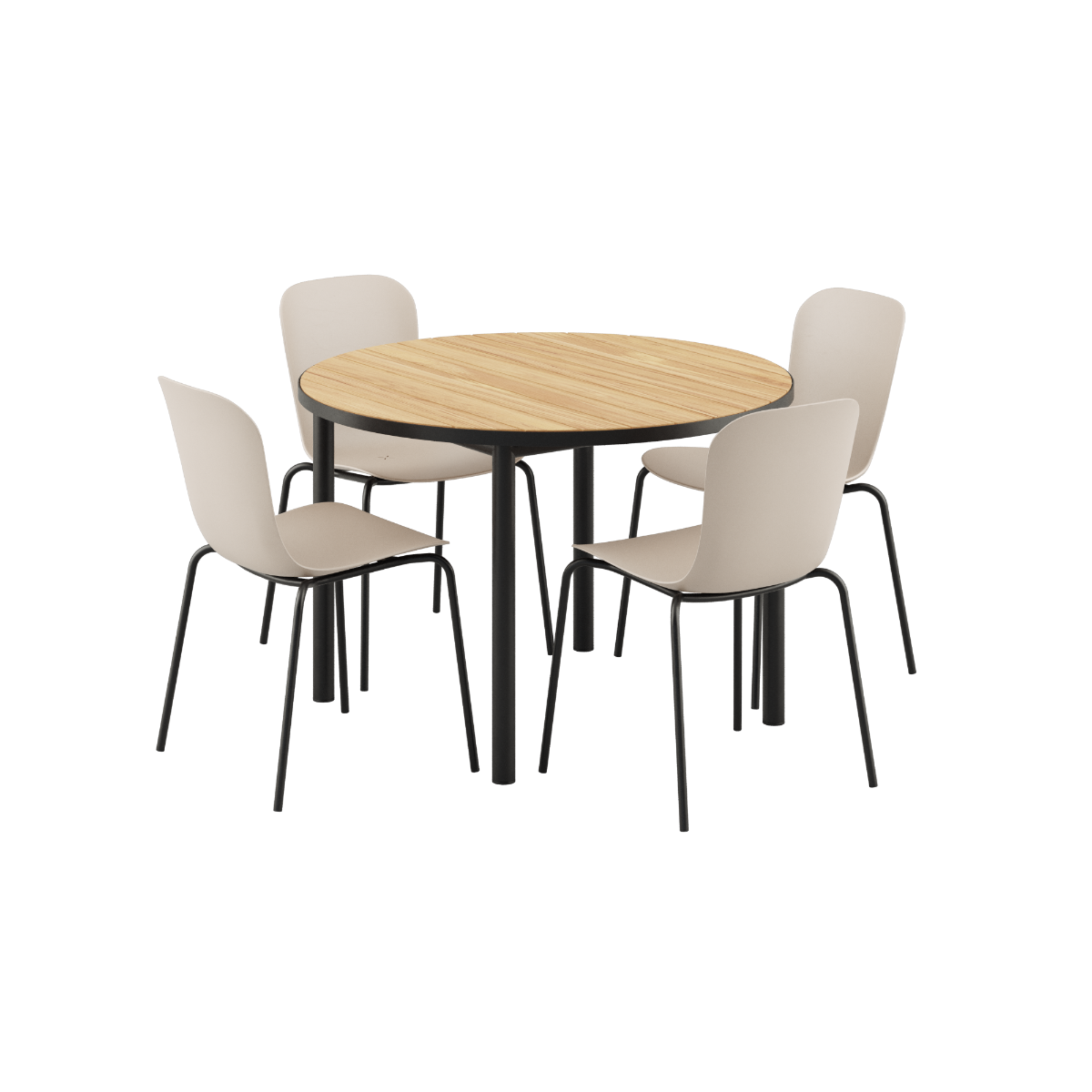 Kirra Dining Table Ø110 Noir & 4 Patio Chair No. One