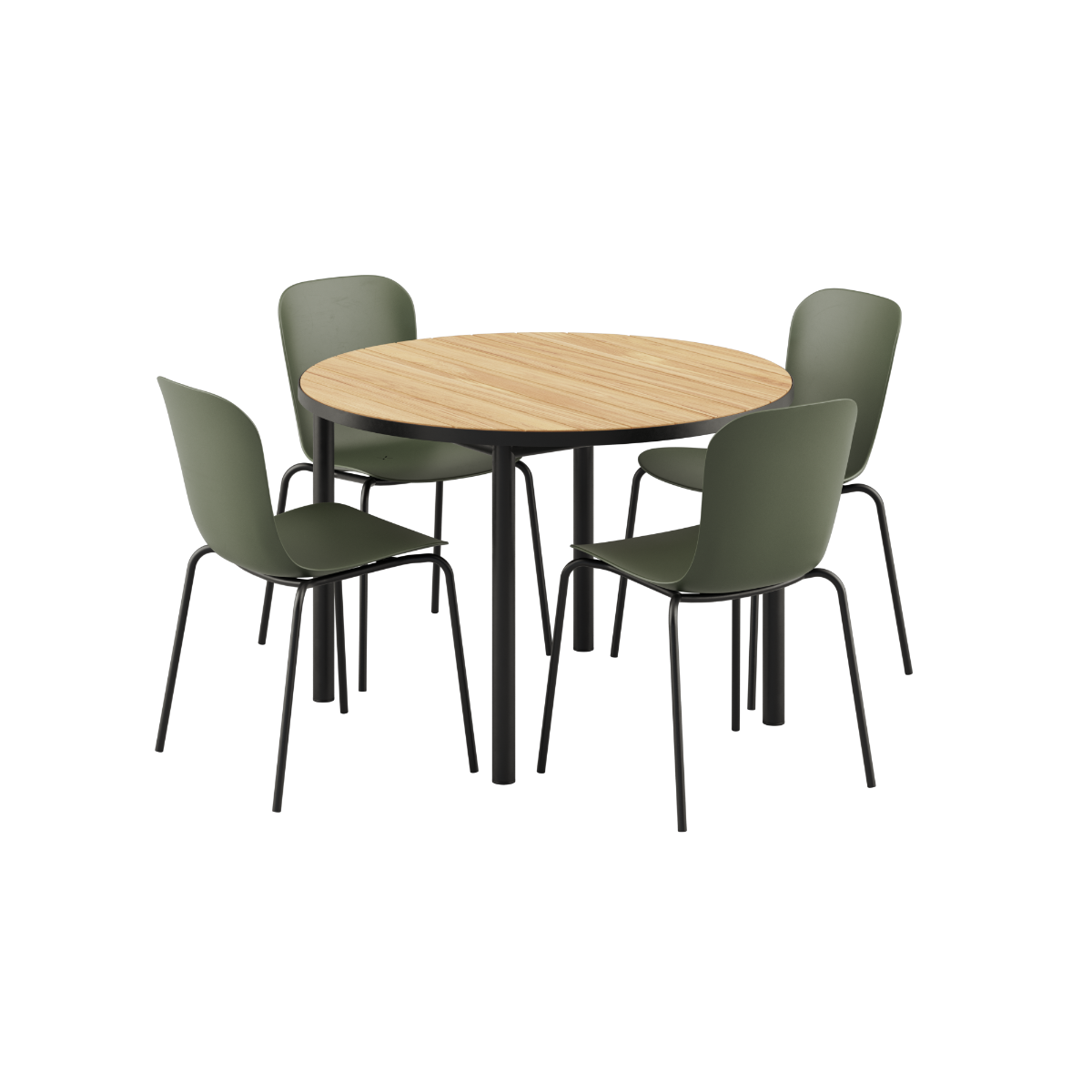 Kirra Dining Table Ø110 Noir & 4 Patio Chair No. One