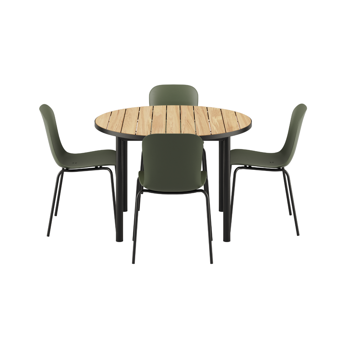 Kirra Dining Table Ø110 Noir & 4 Patio Chair No. One
