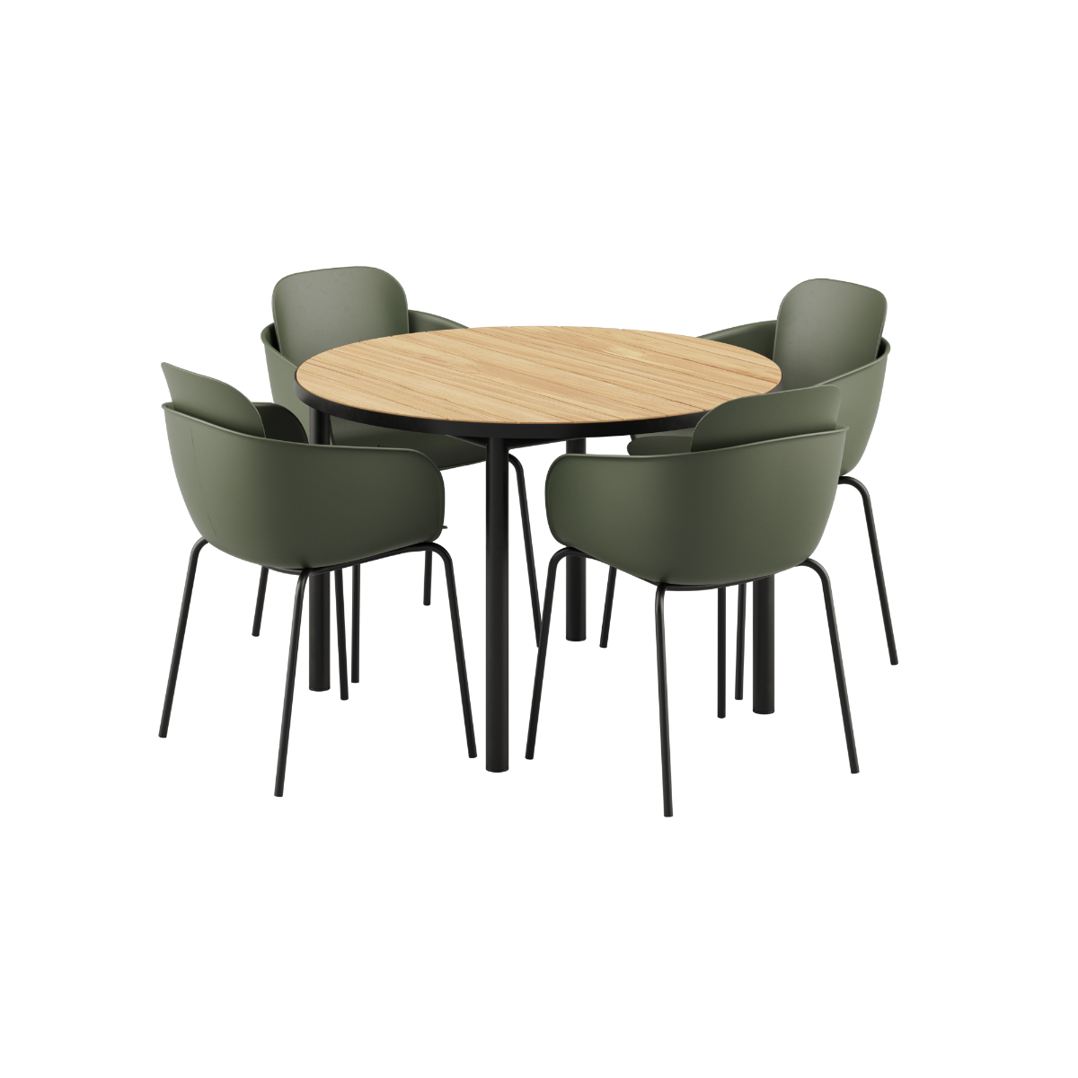 Kirra Dining Table Ø110 Noir & 4 Patio Chair No. One