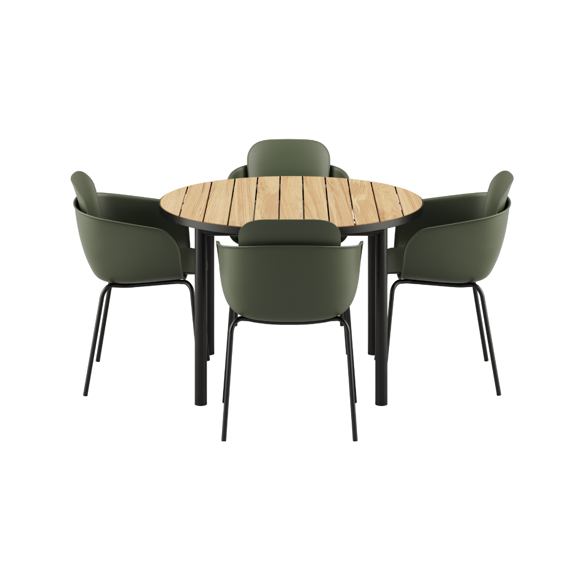 Kirra Dining Table Ø110 Noir & 4 Patio Chair No. One