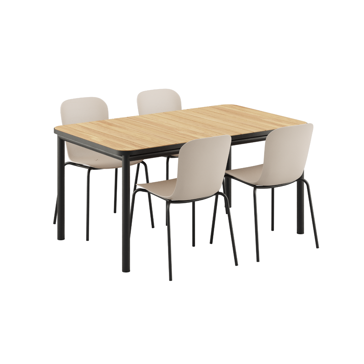 Kirra Dining Table Noir & 4 Patio Chair no. One