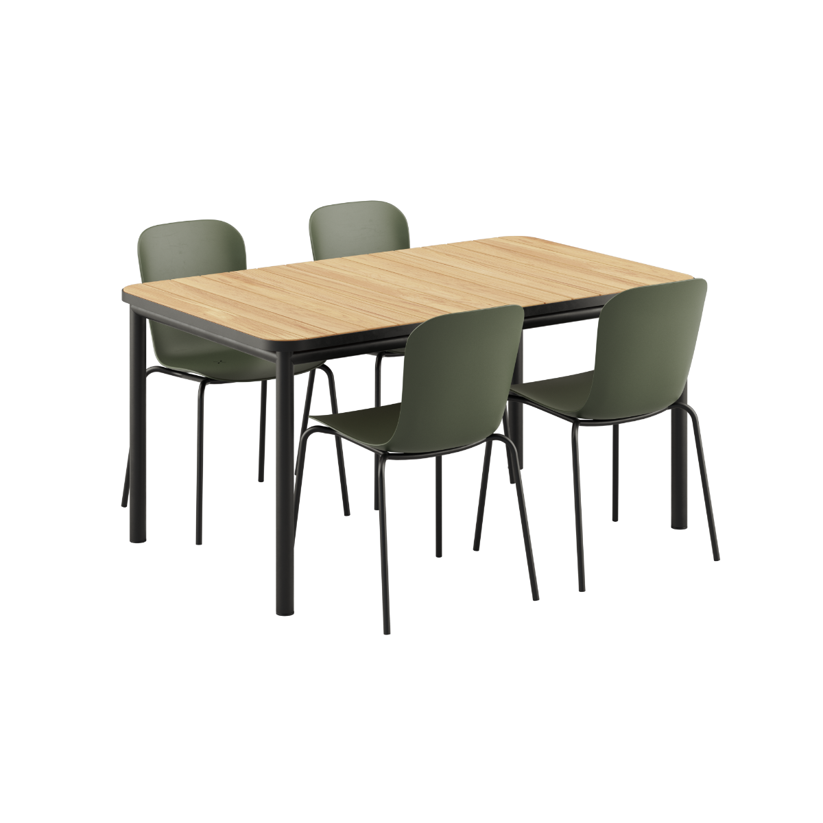 Kirra Dining Table Noir & 4 Patio Chair no. One