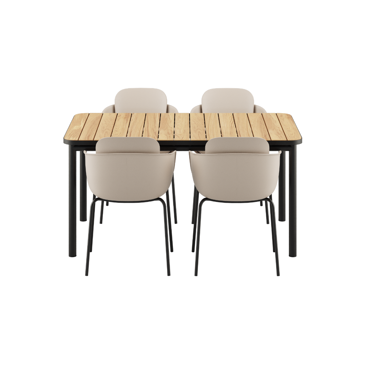 Kirra Dining Table Noir & 4 Patio Chair no. One