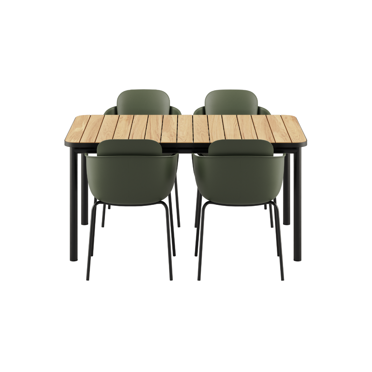 Kirra Dining Table Noir & 4 Patio Chair no. One