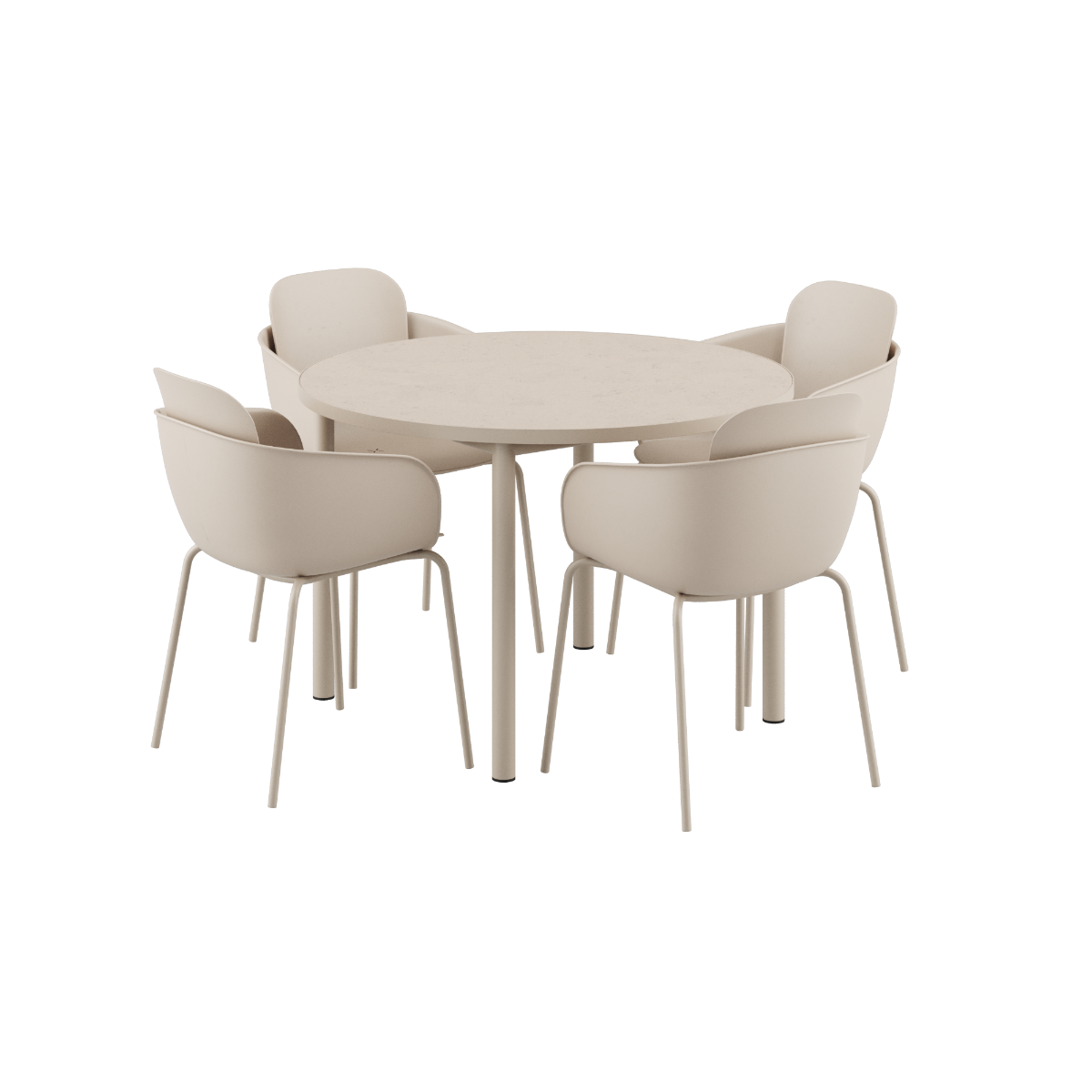 Kirra Dining Table Ø110 Ceramic & 4 Patio Chair No. One