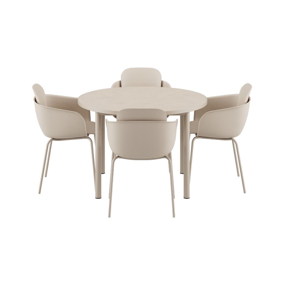 Kirra Dining Table Ø110 Ceramic & 4 Patio Chair No. One