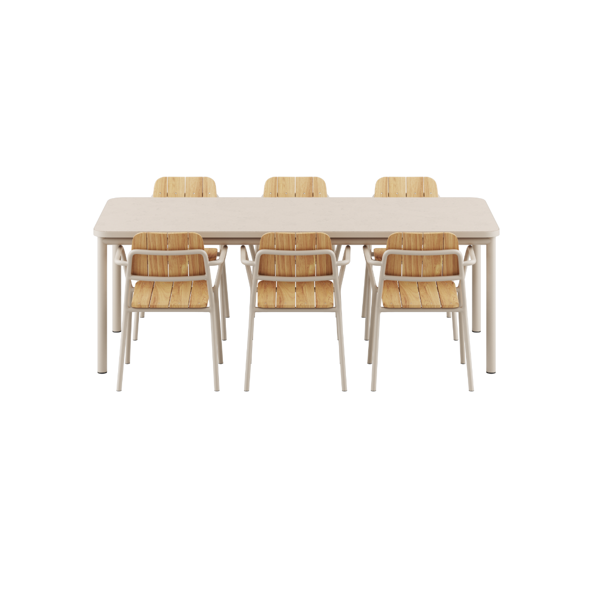 Kirra Dining Table Ceramic & 6 Kirra Patio Chair
