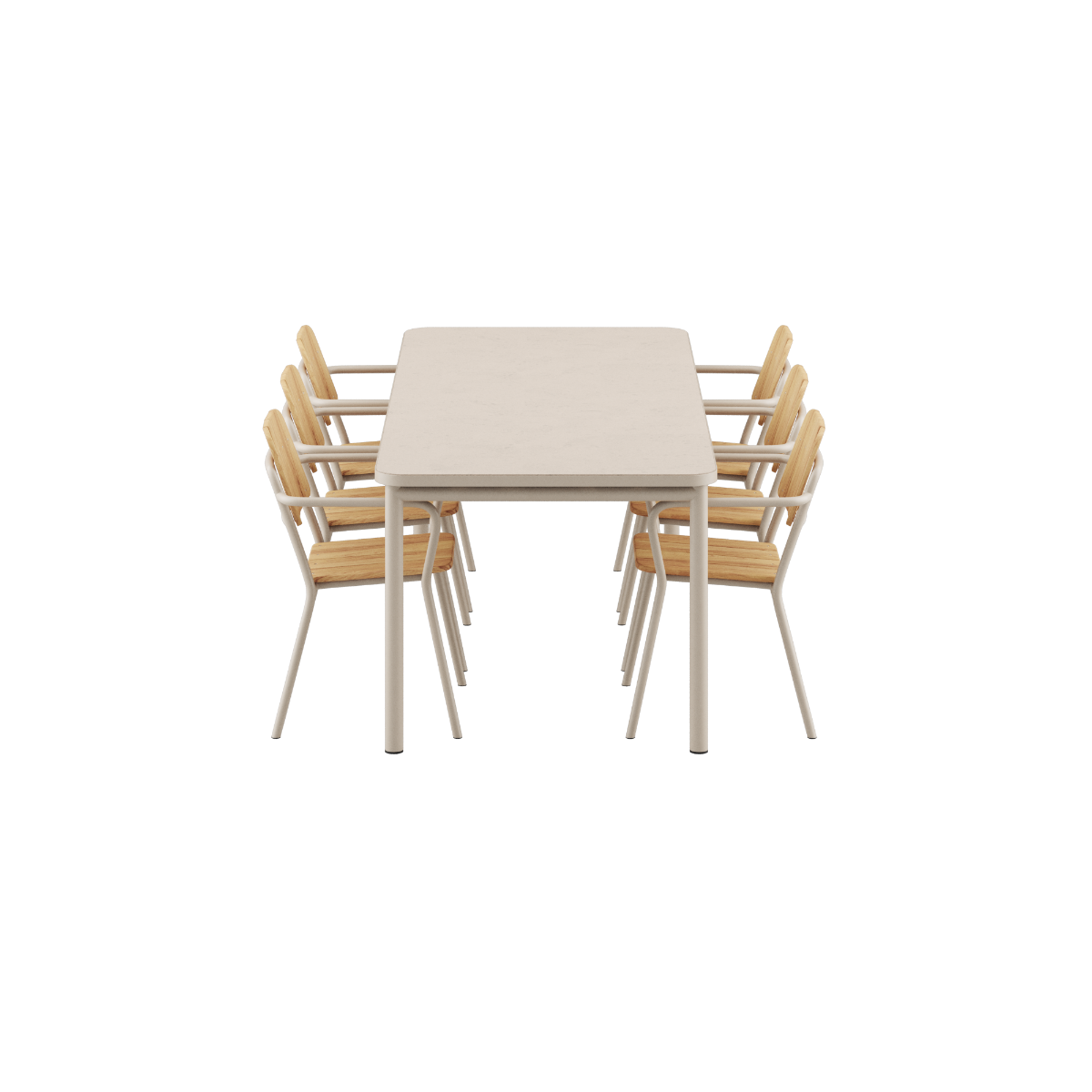 Kirra Dining Table Ceramic & 6 Kirra Patio Chair