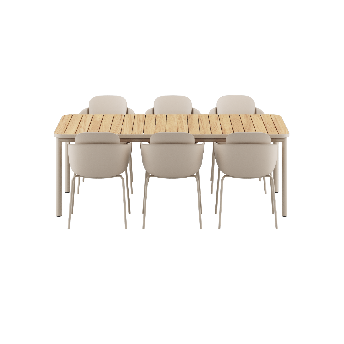 Kirra Dining Table Taupe & 6 Patio Chair no. One
