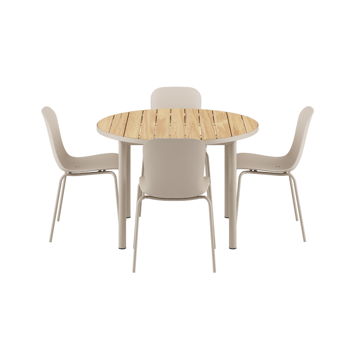 Kirra Dining Table Ø110 Taupe & 4 Patio Chair No. One