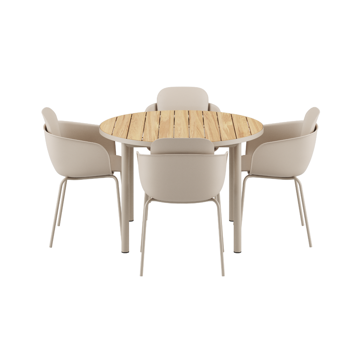 Kirra Dining Table Ø110 Taupe & 4 Patio Chair No. One