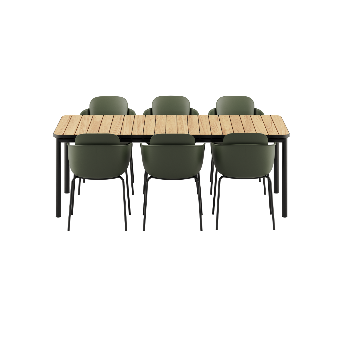 Kirra Dining Table Noir & 6 Patio Chair no. One