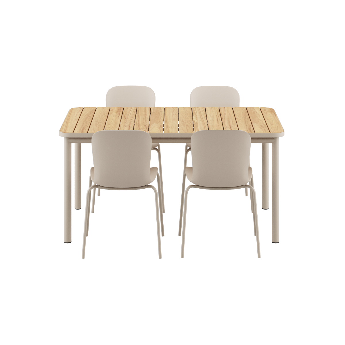 Kirra Dining Table Taupe & 4 Patio Chair no. One