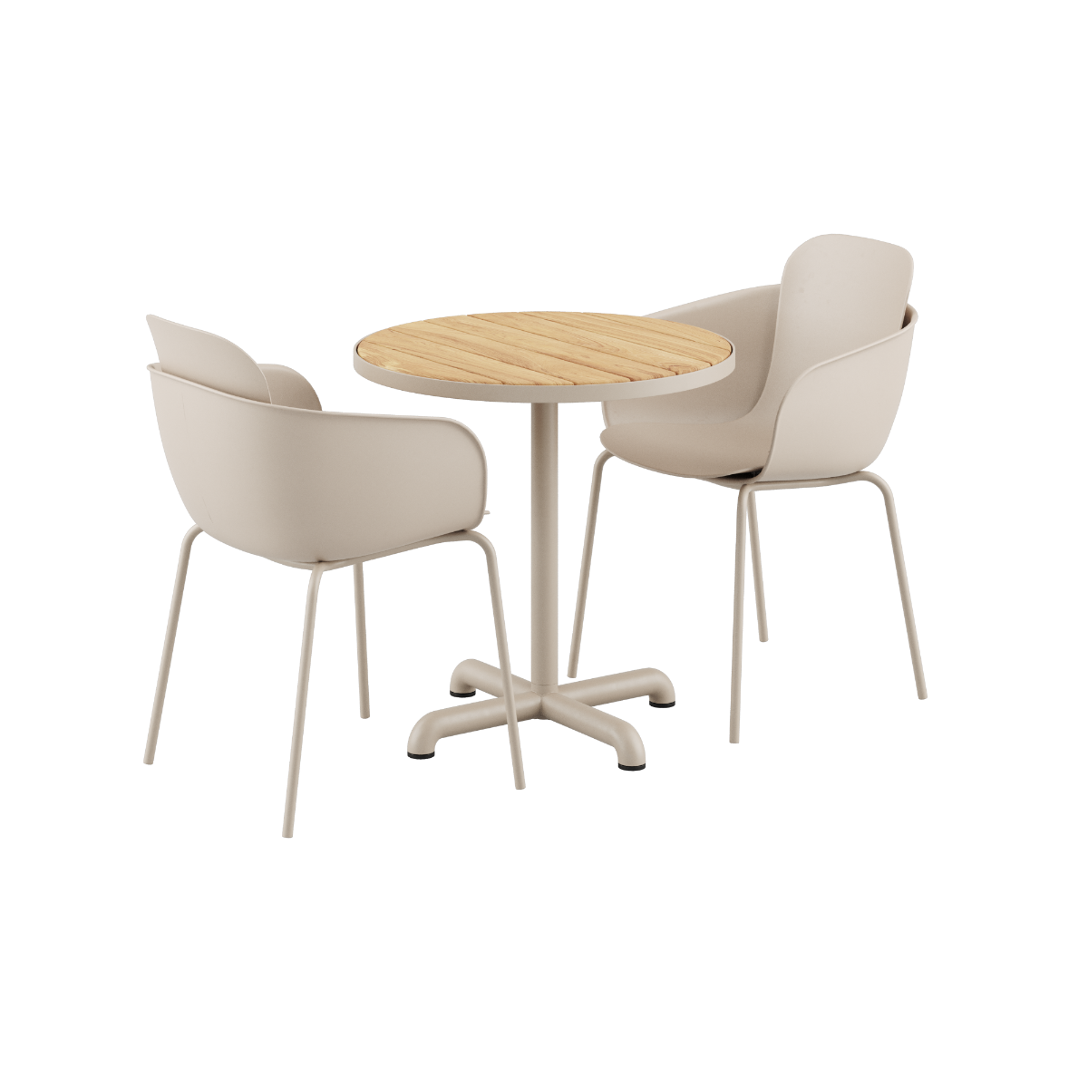 Kirra Cafe Table Taupe & 2 Patio Chair No. One