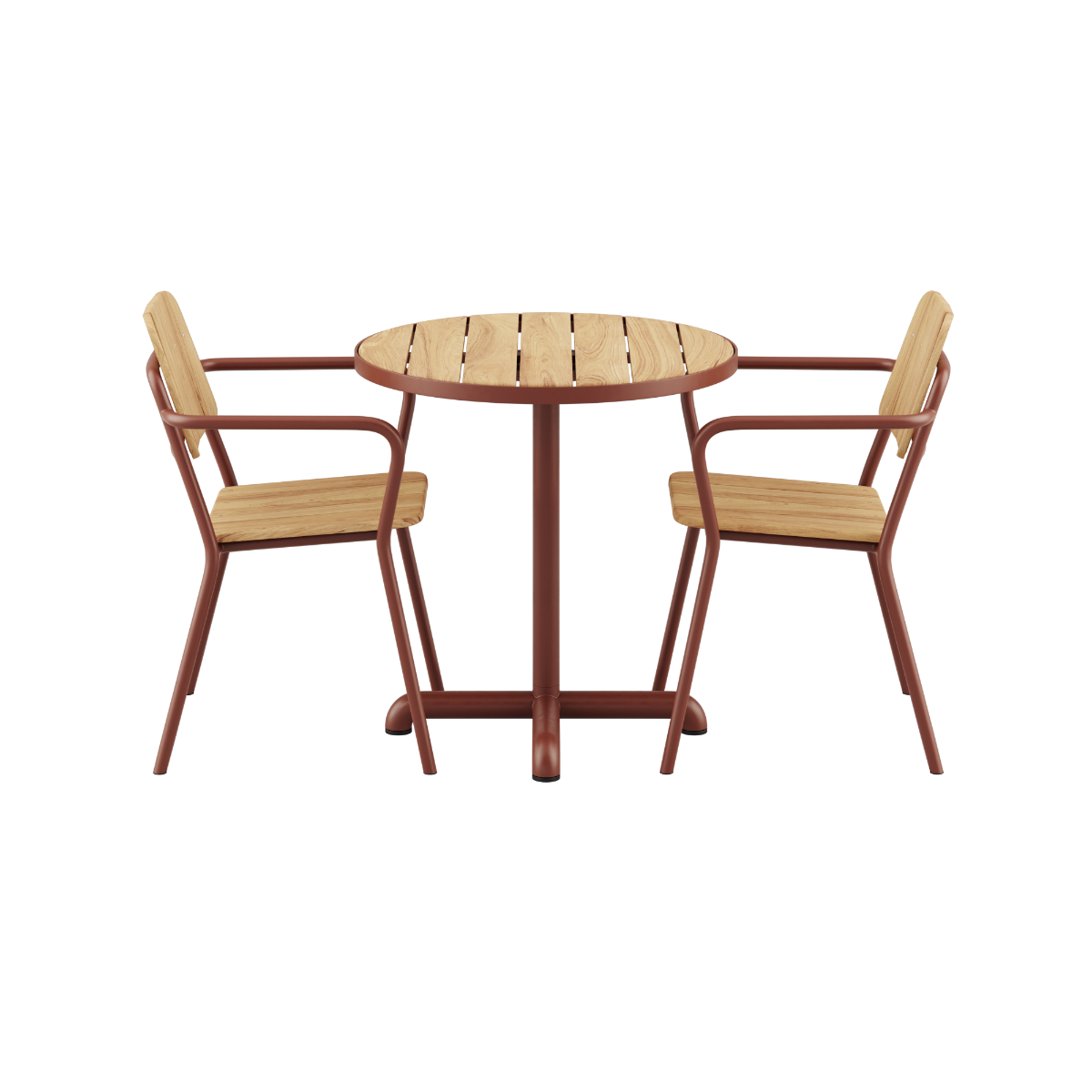 Kirra Cafe Table & 2 Kirra Patio Chair i Chestnut från sackit