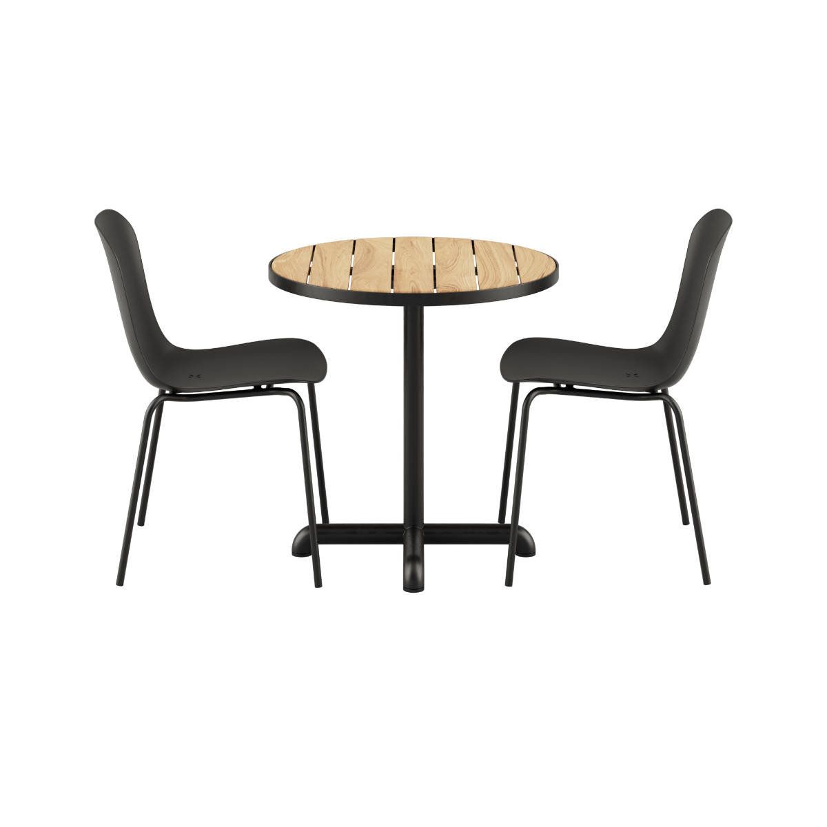 Kirra Cafe Table Noir & 2 Patio Chair No. One
