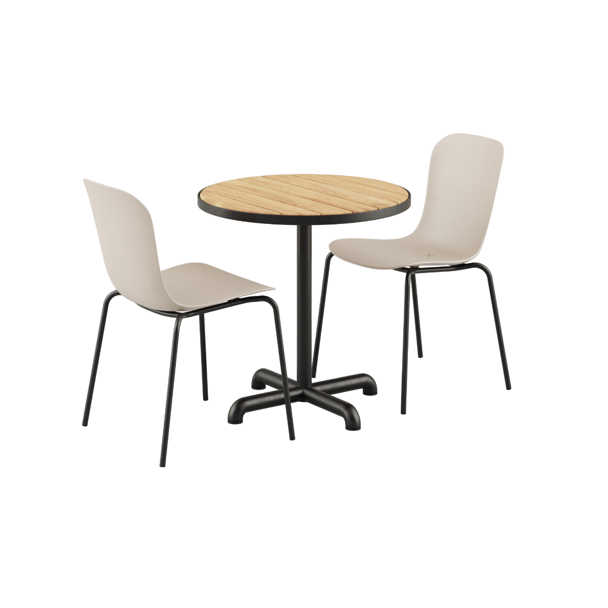 Kirra Cafe Table Noir & 2 Patio Chair No. One