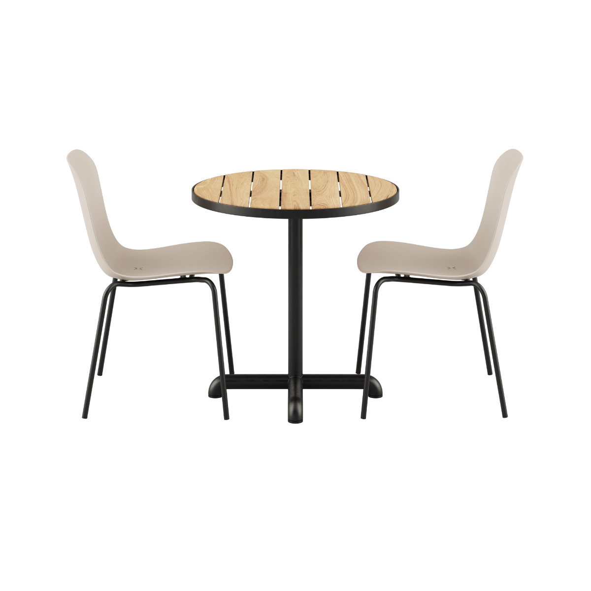 Kirra Cafe Table Noir & 2 Patio Chair No. One