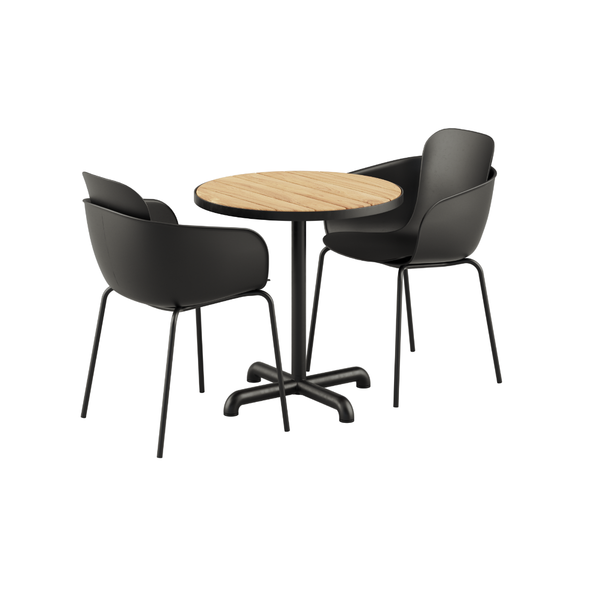 Kirra Cafe Table Noir & 2 Patio Chair No. One