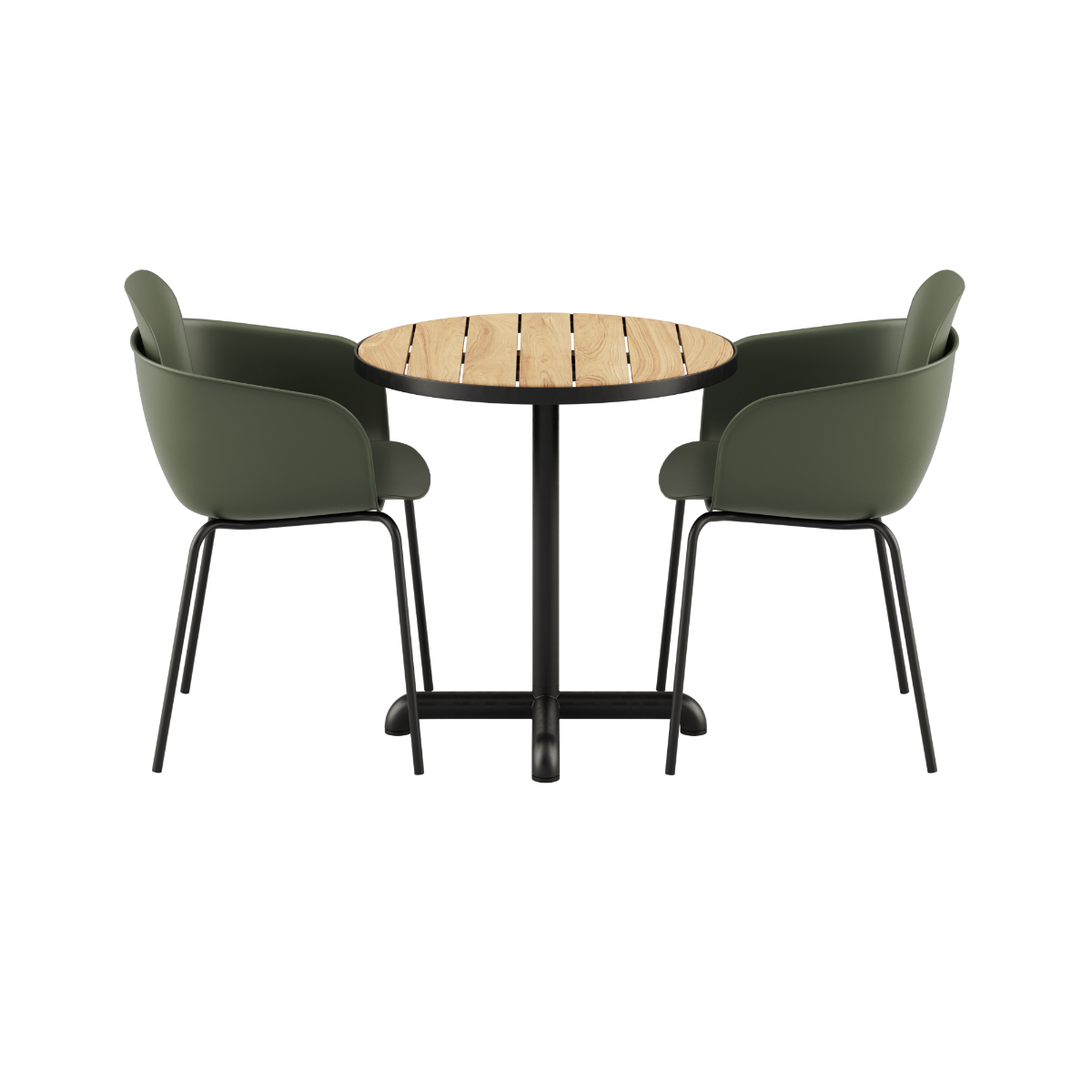Kirra Cafe Table Noir & 2 Patio Chair No. One