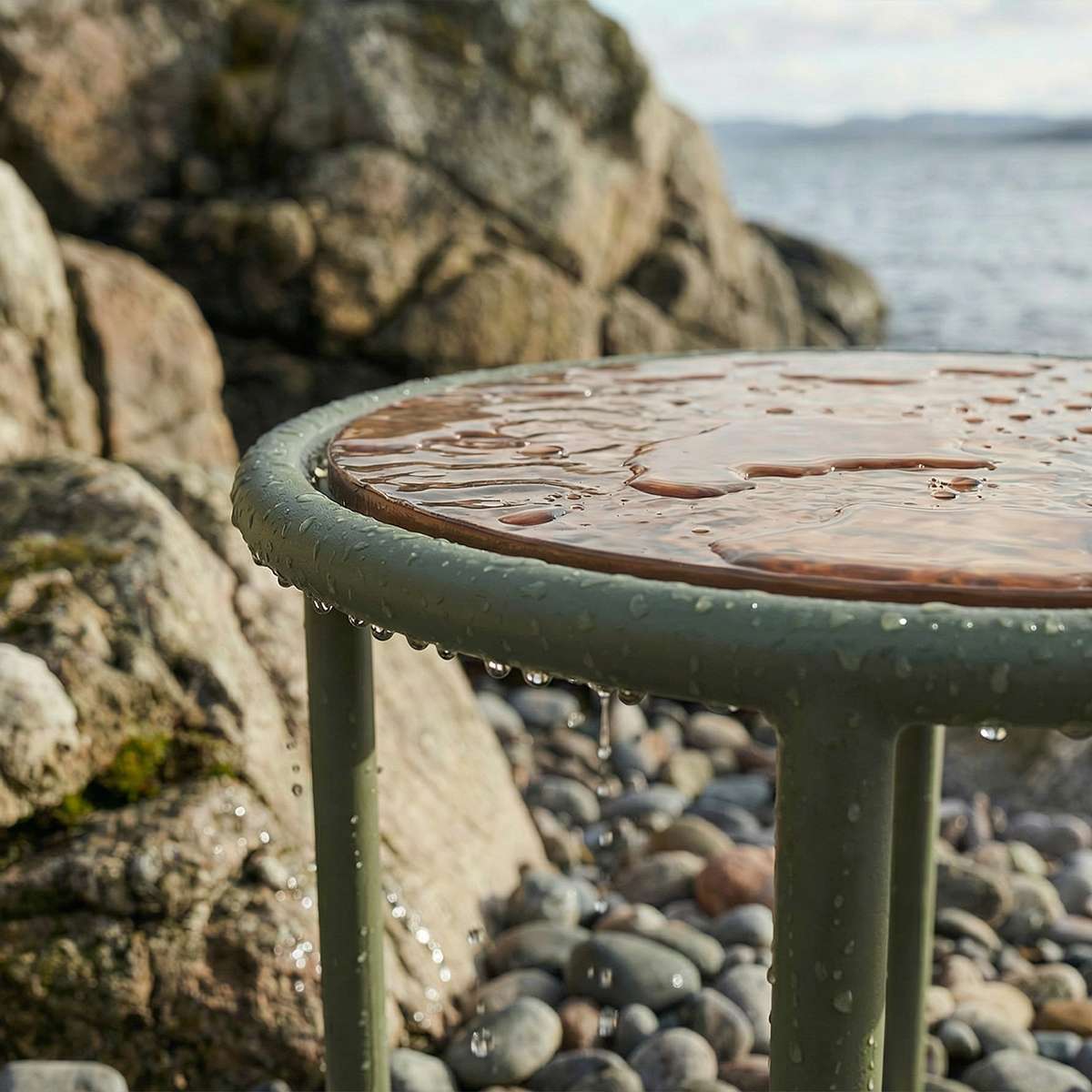 Mollis Side Table Ø50 i oliv – miljöbild