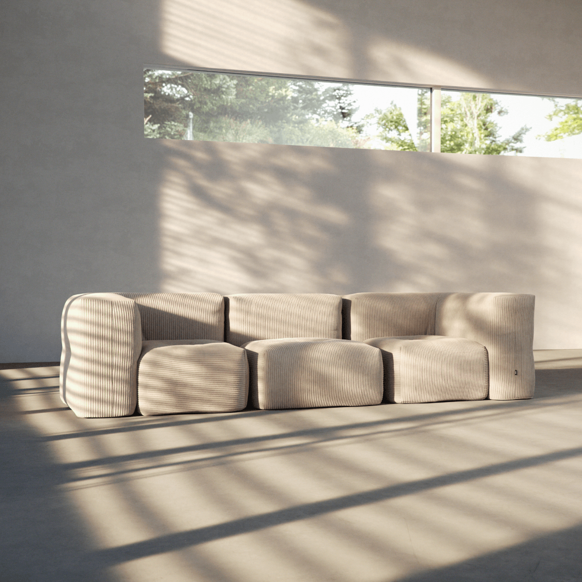 Soft Sofa Indoor - Corner i Corduroy Beige – miljöbild