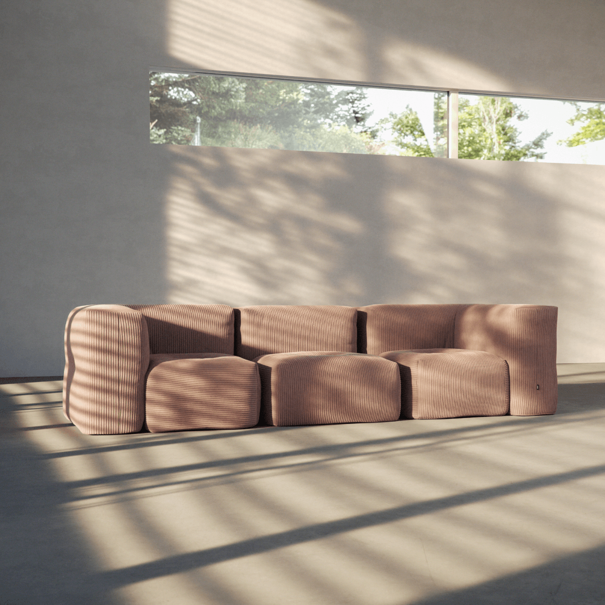 Soft Sofa Indoor - Corner i Corduroy Rose – miljöbild