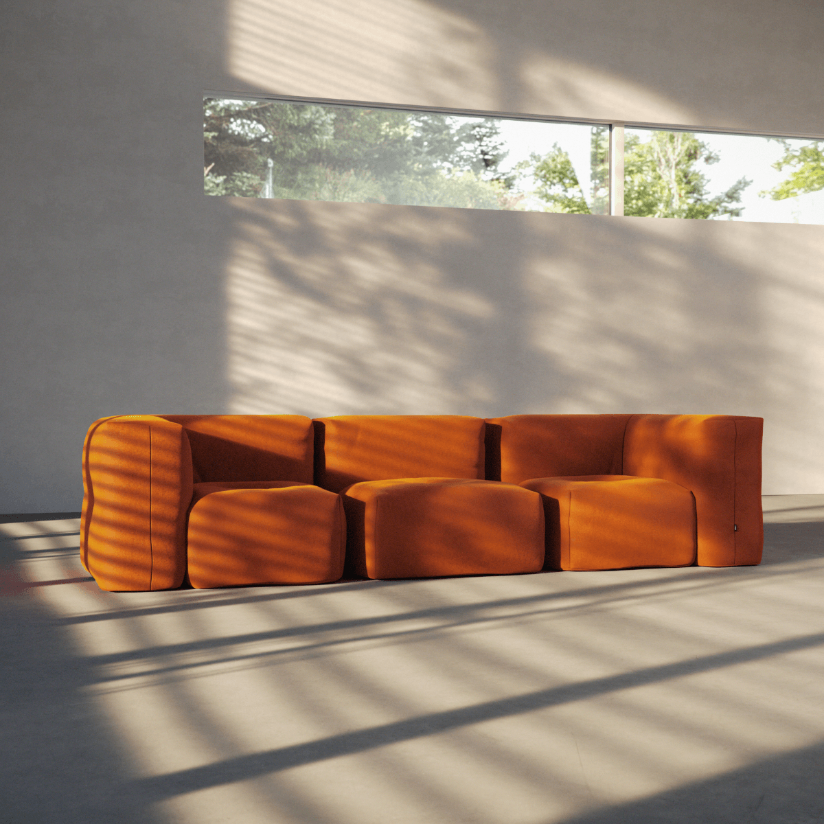 Soft Sofa Indoor - Corner i Orange Jaquard – miljöbild