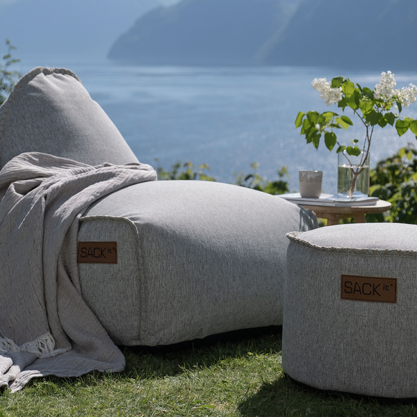 Cobana Lounge Chair & Pouf - Sand Melange (Linen stitches)