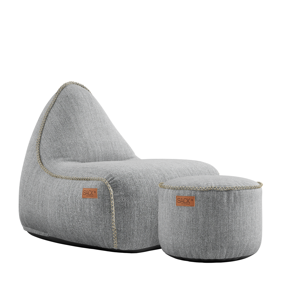 Cobana Lounge Chair & Pouf - Sand Melange (Linen stitches)