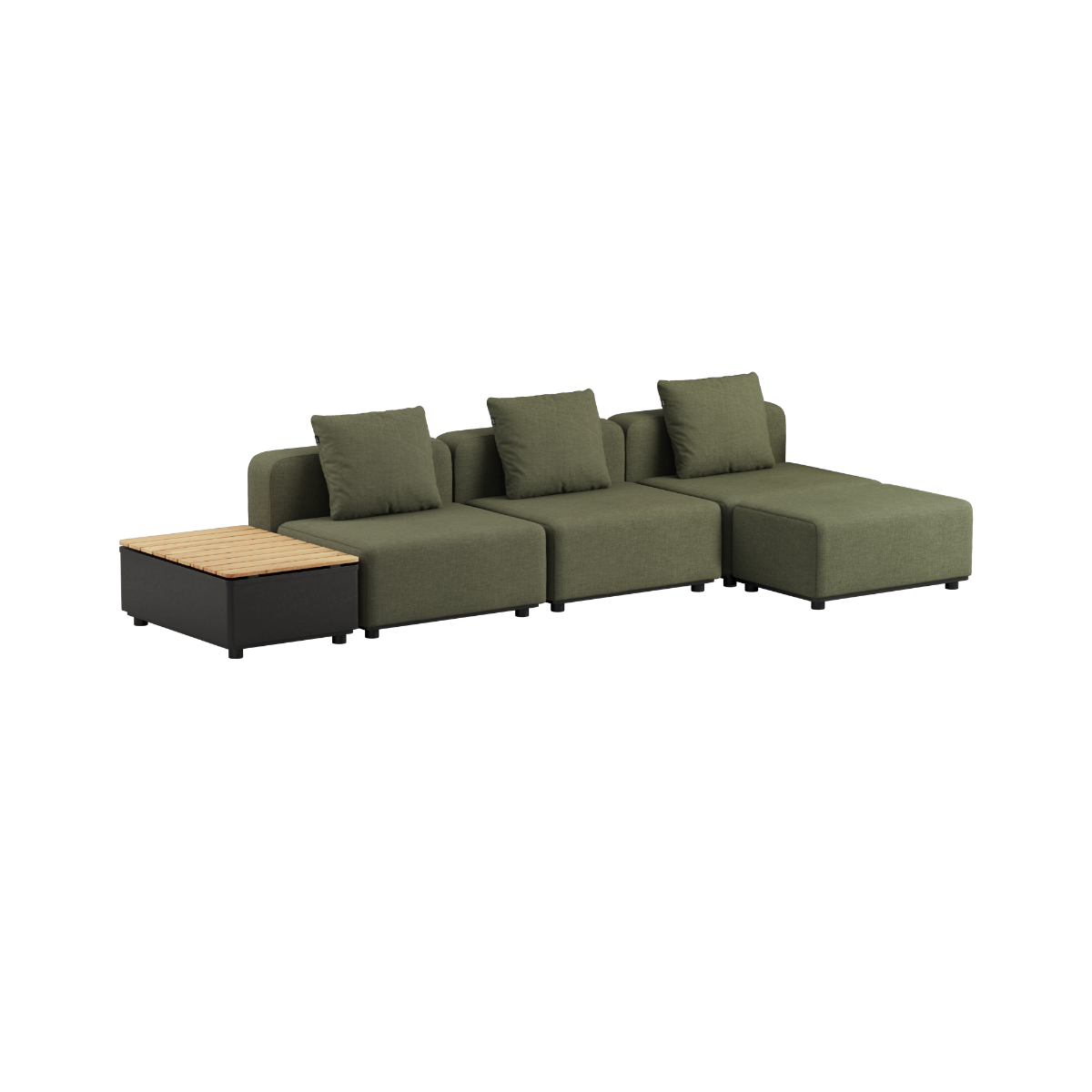 Cobana Lounge Sofa - 3 seater w/ Patio Storage Table i Kirra Olive från sackit