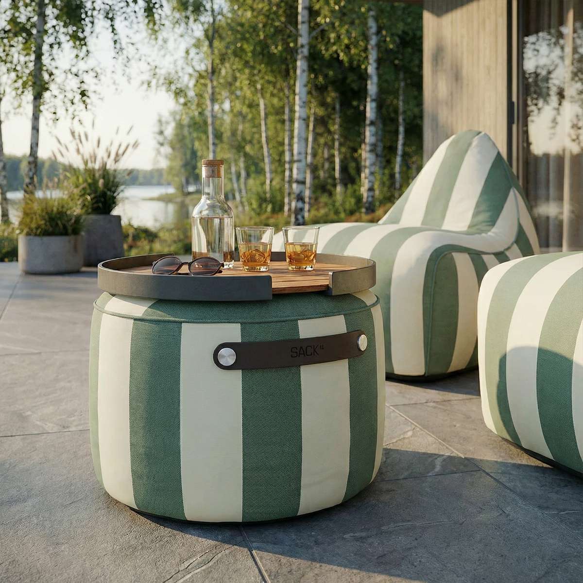 sackit Pouf Outdoor i Renesse Olive – miljöbild